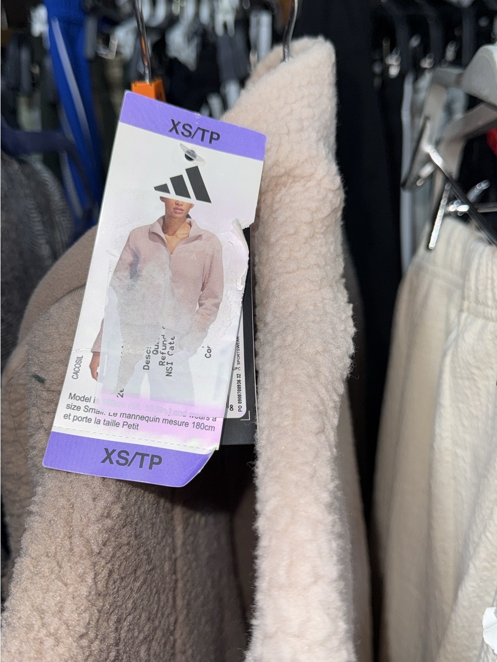 adidas Women's Teddy Sherpa Jacket in Pale Pink